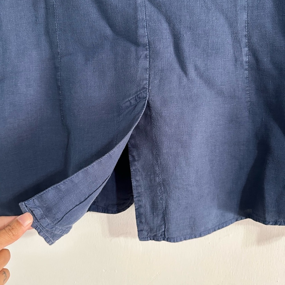 Bella Dahl Navy Linen Blazer Small One Button Closure - Picture 6 of 7